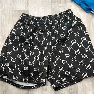 Gucci Black Shorts with White GG Pattern
